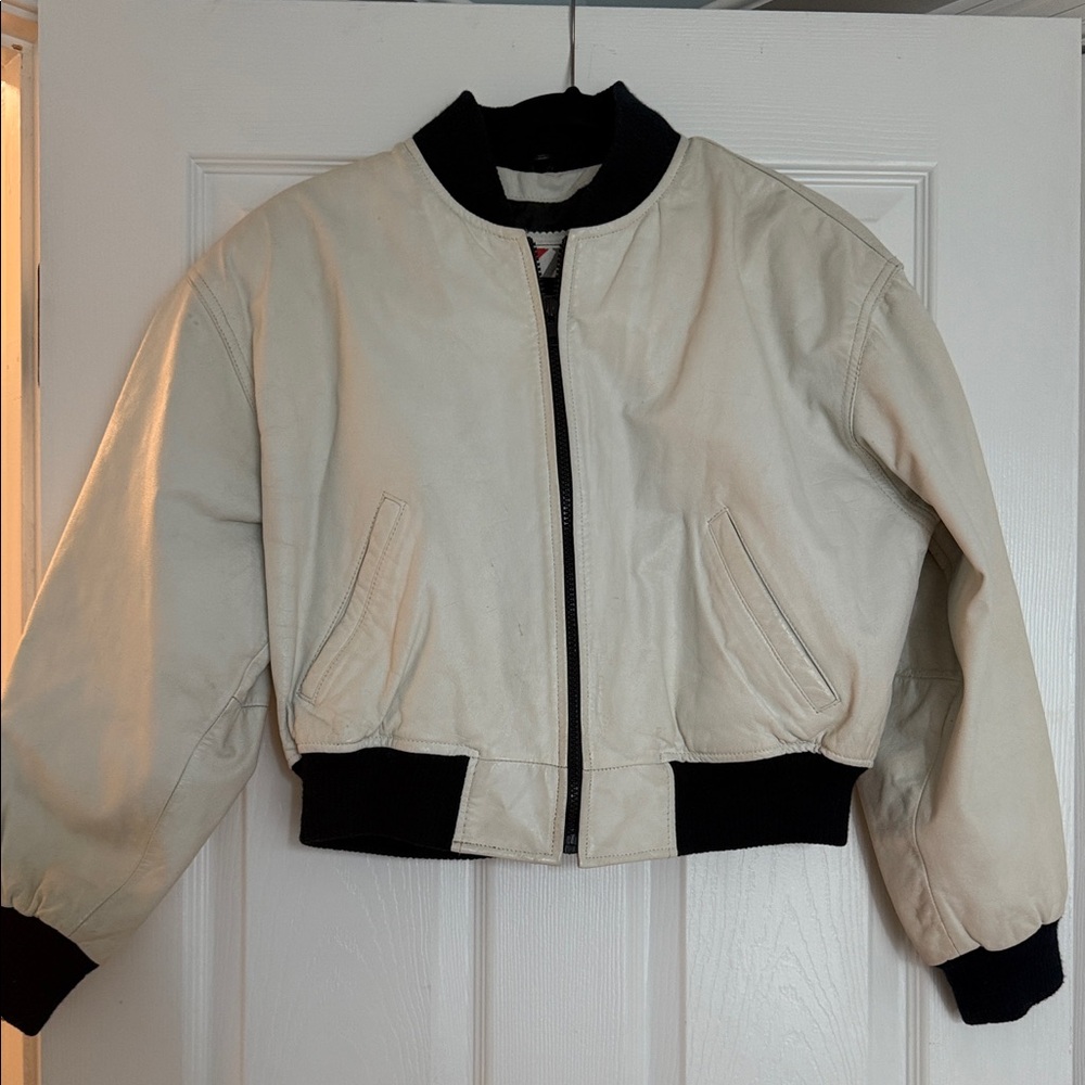 Wilson Cream and Black Bomber Jacket